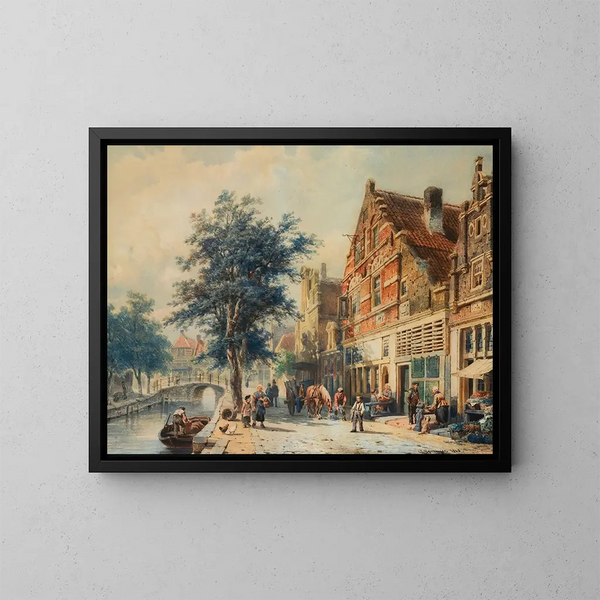 Le Havendijk d'Enkhuizen en été - Cornelis Springer — oprawiony obraz na ścianie