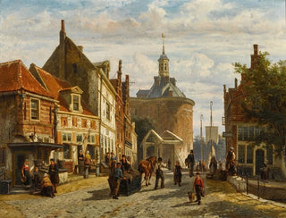 Cornelis Springer - The Zuiderspui with the Drommedaris Enkhuizen.webp