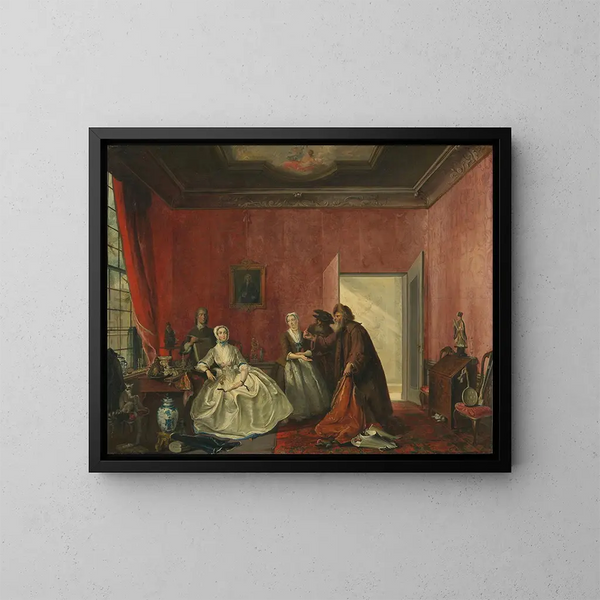 Johanna i kupców żydowskich - Cornelis Troost — oprawiony obraz na ścianie