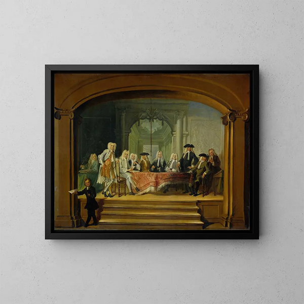 Regenci sierocińca Aalmoezeniersweeshuis w Amsterdamie 1729 - Cornelis Troost — oprawiony obraz na ścianie