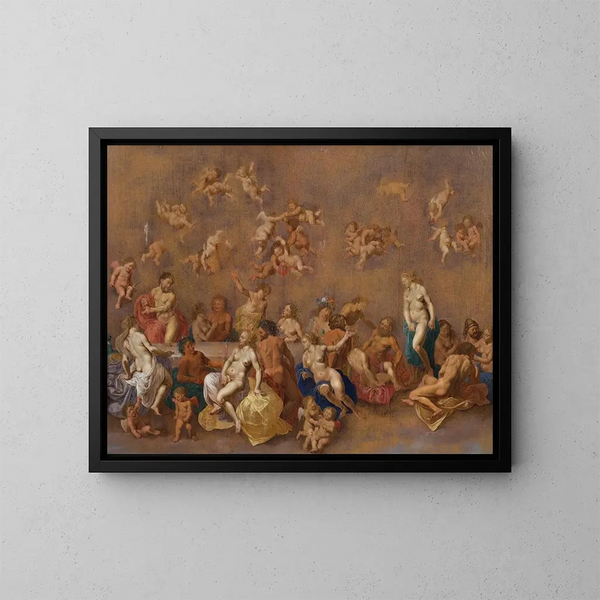 Fête des dieux - Cornelis van Poelenburch — oprawiony obraz na ścianie