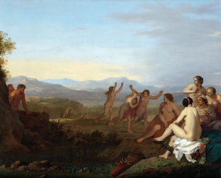 Satyrów szpiegów na nimfie - Cornelis van Poelenburch — widok dzieła