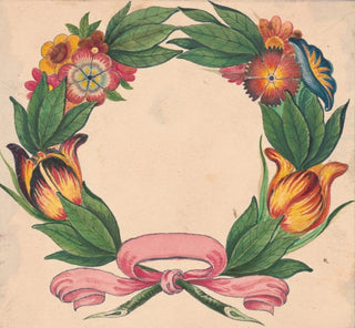 Couronne faite de fleurs attachée avec un ruban à la base - William Wood Thackara
