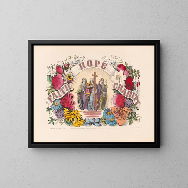 Wiara, Nadzieja, Miłosierdzie - Currier & Ives — oprawiony obraz na ścianie