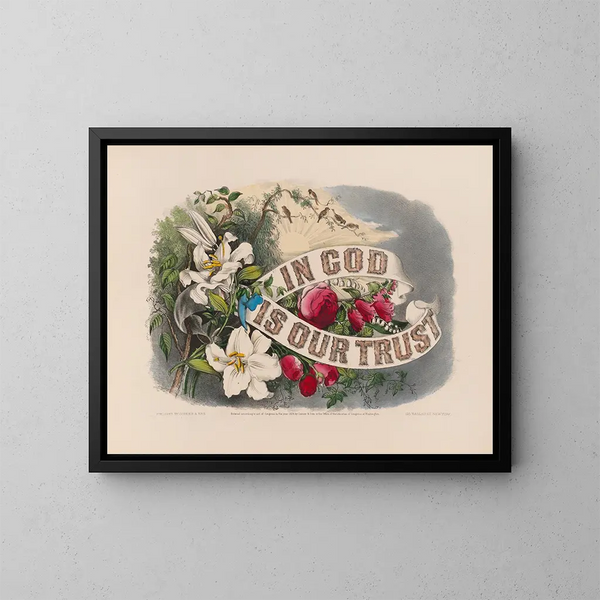 W Bogu pokładamy nadzieję - Currier & Ives — oprawiony obraz na ścianie