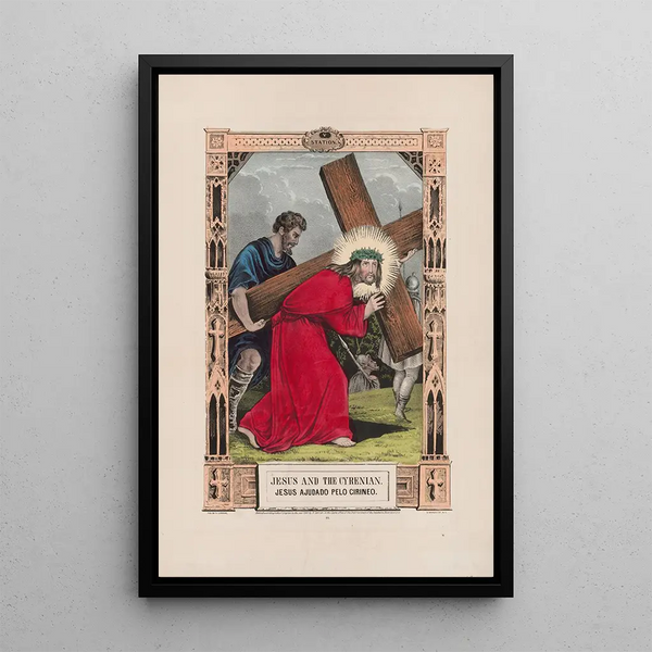 Jezus i Cyrenejczyk - Currier & Ives — oprawiony obraz na ścianie