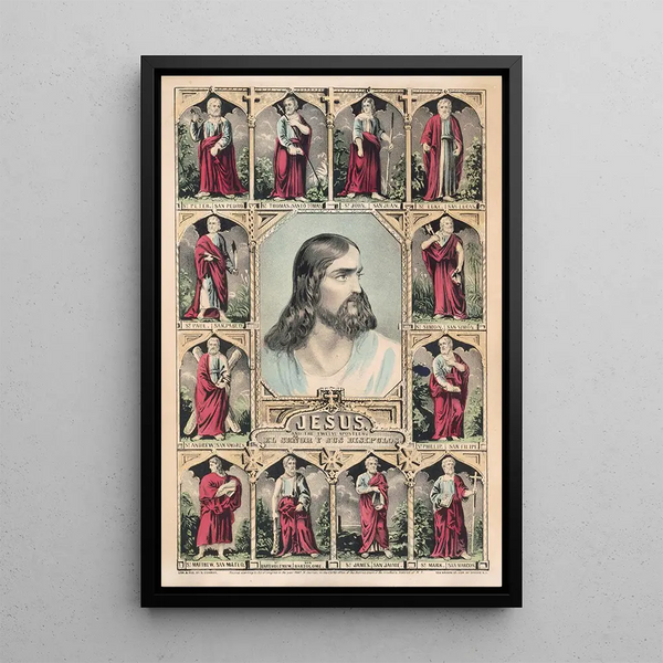 Jezus i dwunastu apostołów - Currier & Ives — oprawiony obraz na ścianie