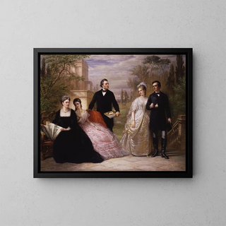 La famille Field dans un jardin - Daniel Huntington — oprawiony obraz na ścianie