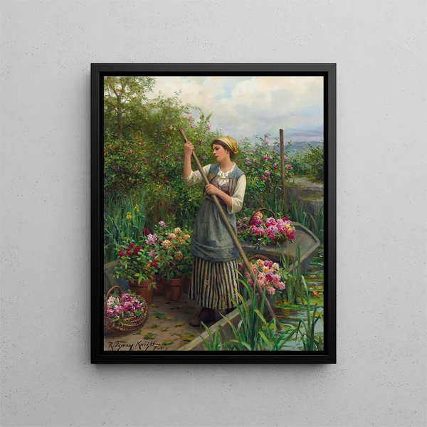 Zbiór kwiatów wzdłuż rzeki - Daniel Ridgway Knight — oprawiony obraz na ścianie
