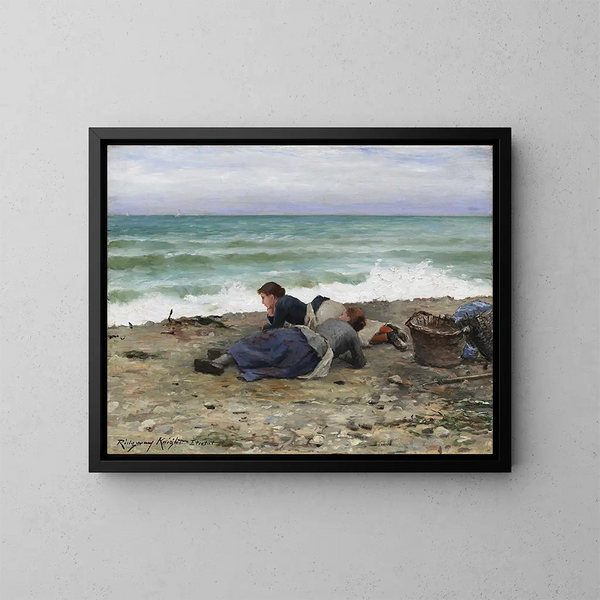 Wysoka fala w Étretat - Daniel Ridgway Knight — oprawiony obraz na ścianie