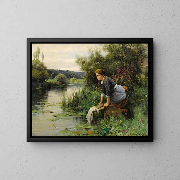 Laveuse au bord de l'eau - Daniel Ridgway Knight — oprawiony obraz na ścianie