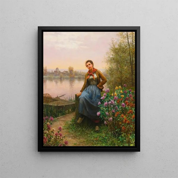 Nad brzegiem rzeki - Daniel Ridgway Knight — oprawiony obraz na ścianie