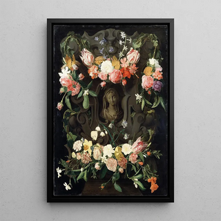 Daniel Seghers - Flower around a Cartouche with an Image of the Virgin.webp