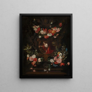 Daniel Seghers - Flower wreath frames the virgin Mary.webp
