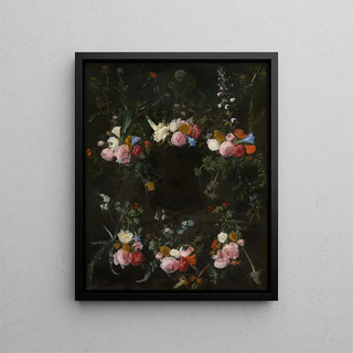 Daniel Seghers - Sculpted cartouche adorned with flower garlands.webp