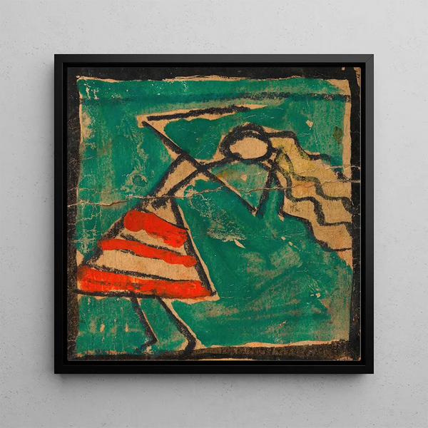 Danseuse avec une jupe rouge et blanche - Egon Schiele