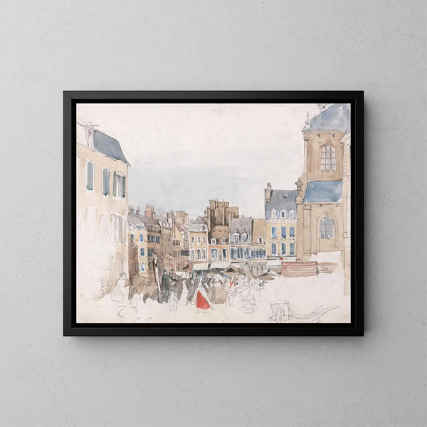 Un marché français - David Cox — oprawiony obraz na ścianie