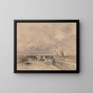 Le port de Dieppe, vent frais - David Cox — oprawiony obraz na ścianie