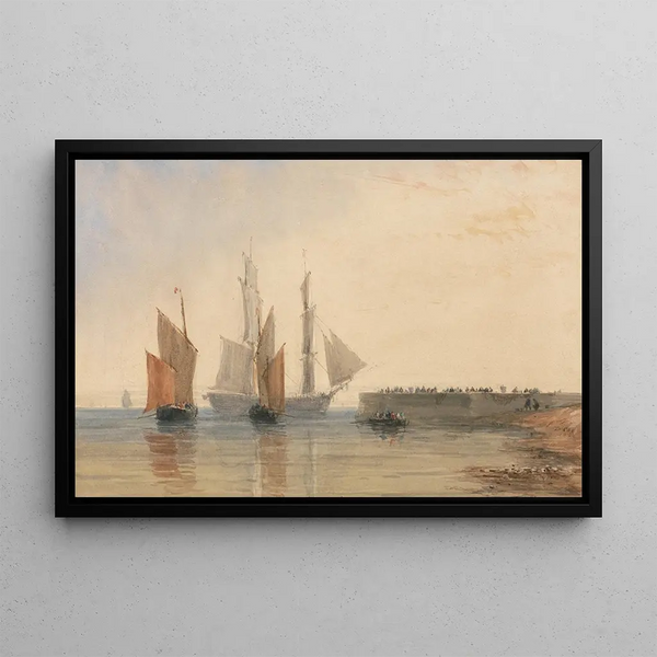 Wejście do portu w Calais - David Cox — oprawiony obraz na ścianie