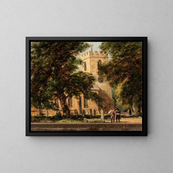 Kościół w Harborne koło Birmingham - David Cox — oprawiony obraz na ścianie