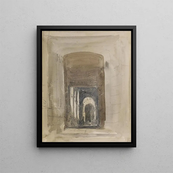 Studium do drzwi kościoła Saint-Roch w Paryżu - David Cox — oprawiony obraz na ścianie