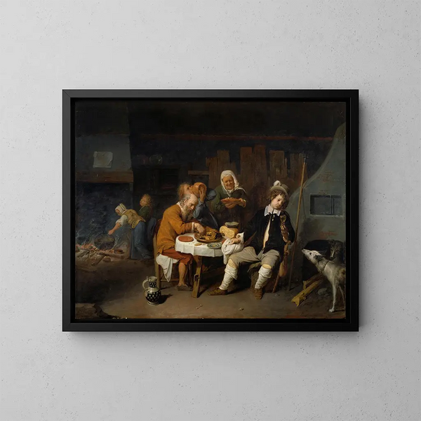 Obiad na farmie - David Ryckaert III — oprawiony obraz na ścianie