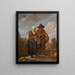 Stara dama trzymająca podgrzewacz i grający na lirze - David Teniers — oprawiony obraz na ścianie