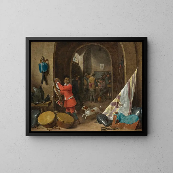 wnętrza wartowni - David Teniers młodszy — oprawiony obraz na ścianie