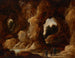 Jaskinia z postaciami, jeleniem i czaplą - David Teniers młodszy — widok dzieła