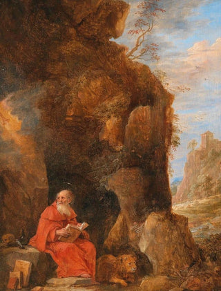 David Teniers The Younger - A landscape with Saint Jerome outside a grotto.webp