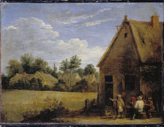 Domek z wieśniakami grającymi w karty - David Teniers młodszy — widok dzieła