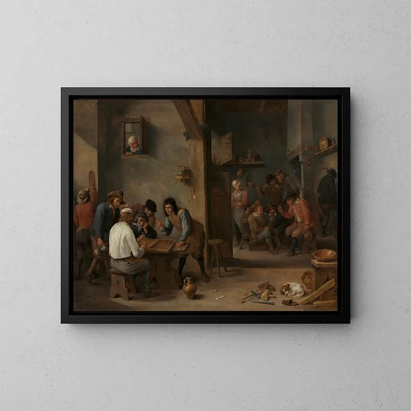 Gra w backgammona - David Teniers młodszy — oprawiony obraz na ścianie