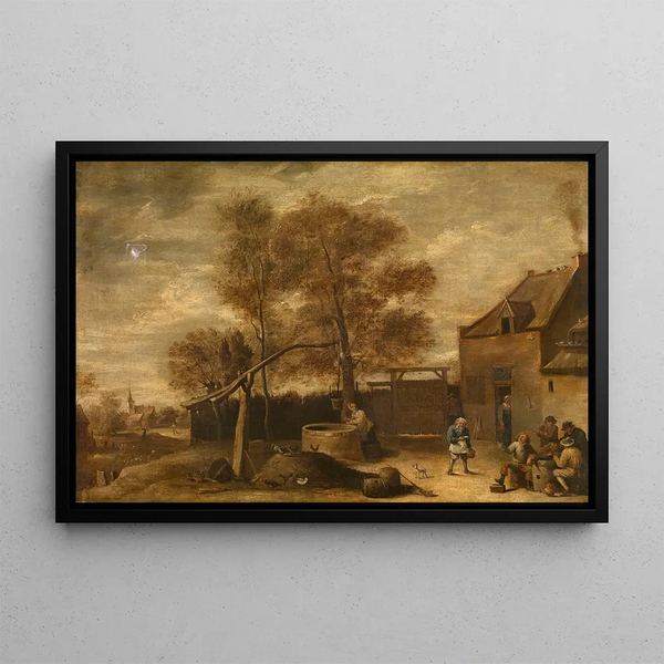 W podwórku na farmie - David Teniers młodszy — oprawiony obraz na ścianie