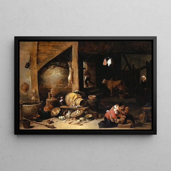 W stajni - David Teniers młodszy — oprawiony obraz na ścianie