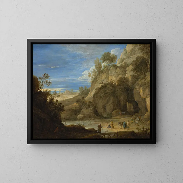 pejzażowy z obozem cygańskim - David Teniers młodszy — oprawiony obraz na ścianie