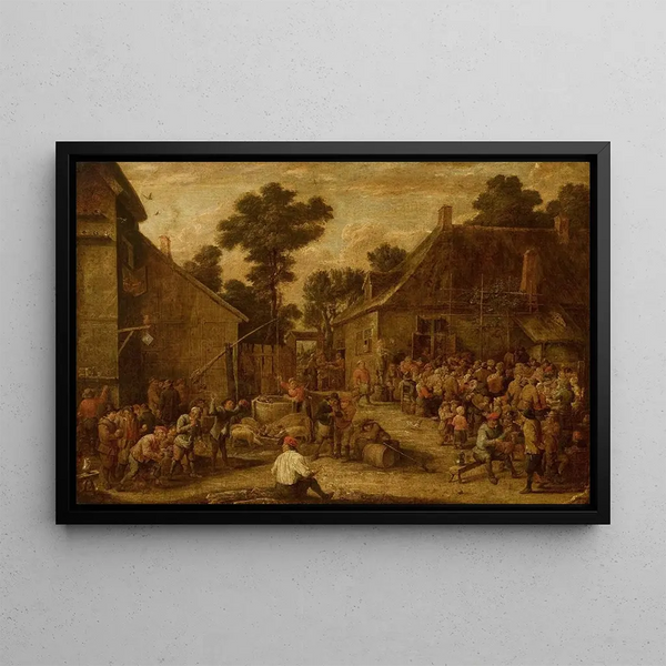 Festiwale na wsi - David Teniers młodszy — oprawiony obraz na ścianie