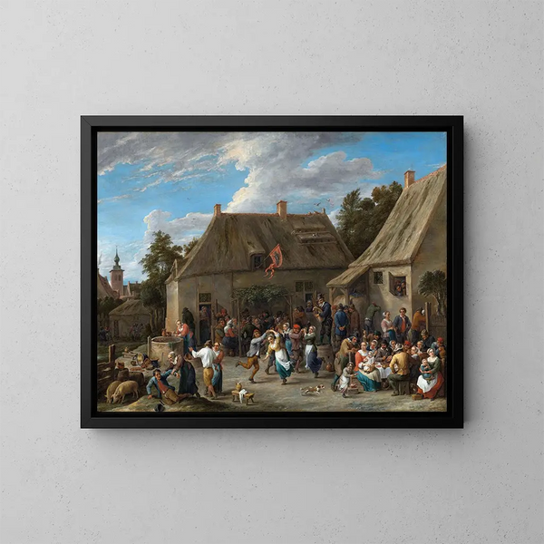 Święto chłopów - David Teniers młodszy — oprawiony obraz na ścianie