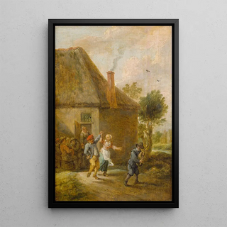 David Teniers The Younger - Peasants Dancing in Front of an Inn.webp