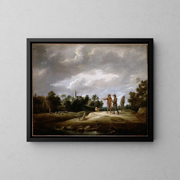 Wieśniacy w rozmowie - David Teniers młodszy — oprawiony obraz na ścianie