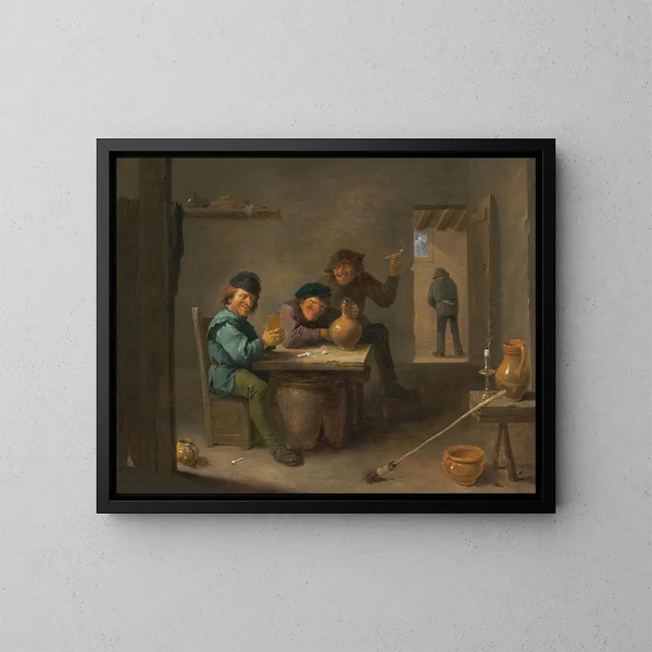 Wieśniacy w tawernie - David Teniers młodszy — oprawiony obraz na ścianie