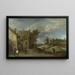 Wieśniacy grający w bule przed gospodą wiejską - David Teniers młodszy — oprawiony obraz na ścianie
