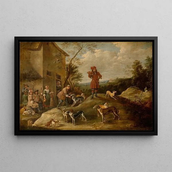 Myśliwi odpoczywający - David Teniers młodszy — oprawiony obraz na ścianie