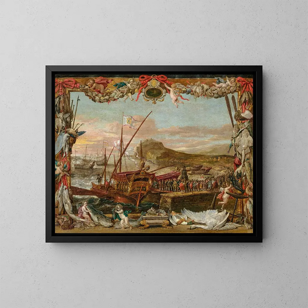 L'Embarquement de Don Juan d'Autriche - David Teniers le Jeune — oprawiony obraz na ścianie