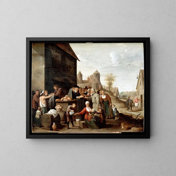 Siedem dzieł miłosierdzia ciała - David Teniers młodszy — oprawiony obraz na ścianie