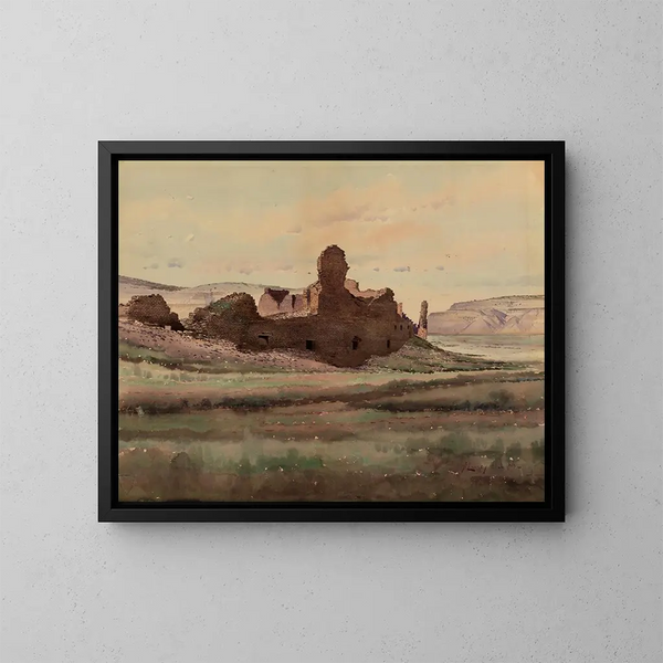 Ruiny Pueblo Bonito, Canyon de Chaco, Nowy Meksyk - De Lancey Gill — oprawiony obraz na ścianie