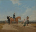 Dwóch jeźdźców i dwóch dziewcząt z kwiatami - Wilhelm von Kobell — widok dzieła