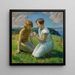 dwóch młodych dziewcząt z motylem - Harold Harvey — oprawiony obraz na ścianie