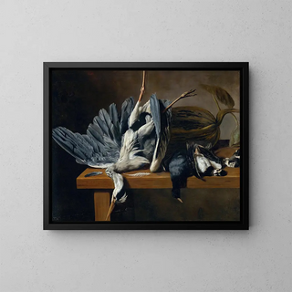 Dirck De Horn - Still Life With A Grey Heron And Other Birds On Ledge.webp