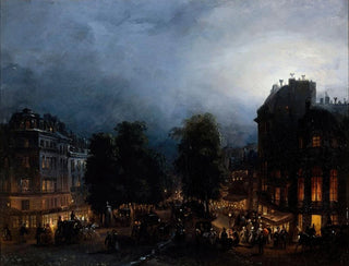 Le boulevard des Italiens la nuit - Domenico Ferri — widok dzieła