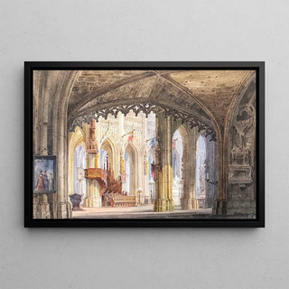 Domenico Quaglio the Younger - Blick in das Langhaus einer gotischen Kathedrale.webp
